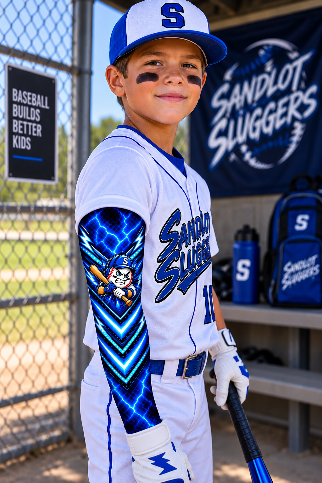 Sandlot Sluggers Electric Blue Baseball Arm Sleeve