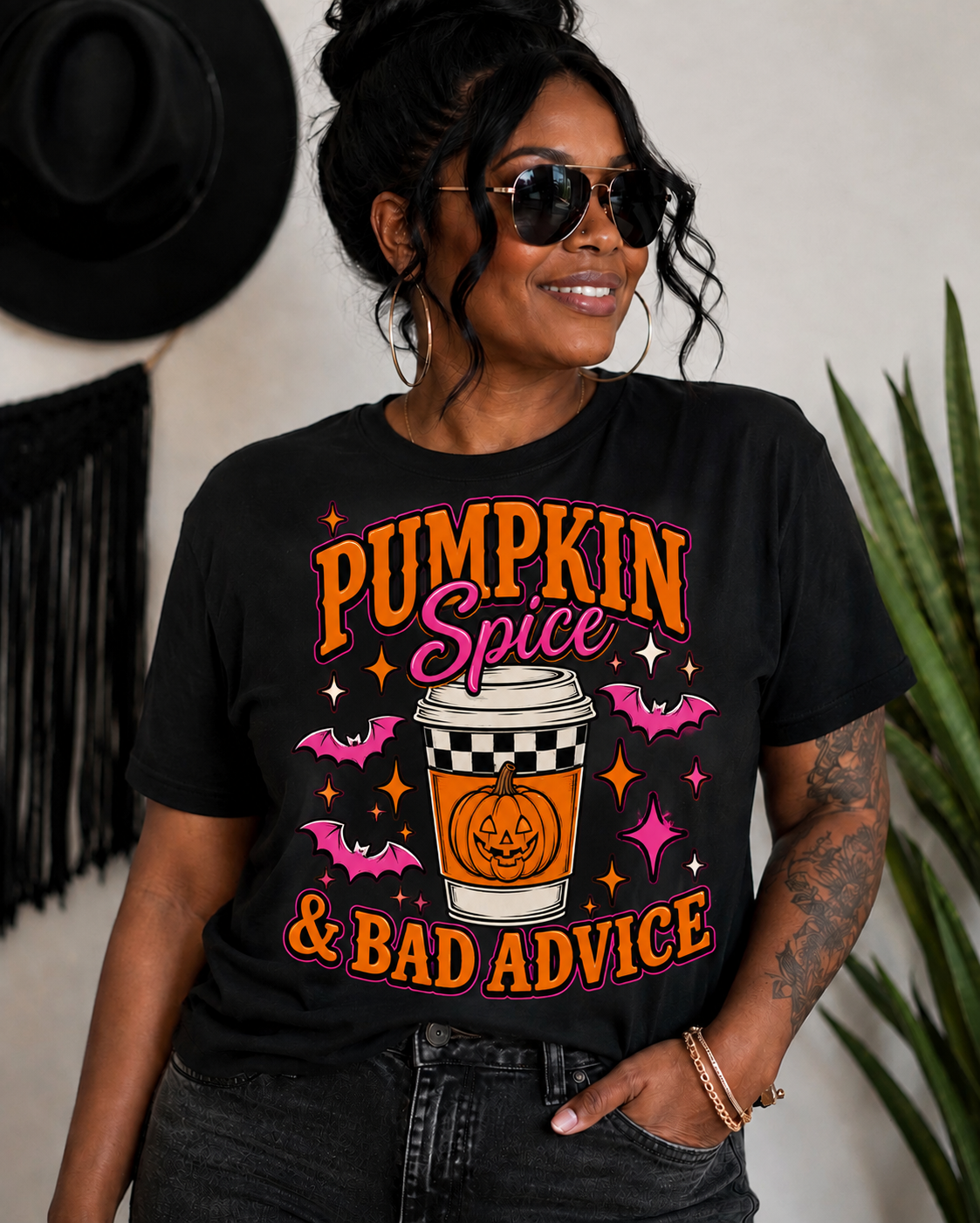 Pumpkin Spice & Bad Advice Halloween T-Shirt (Unisex)