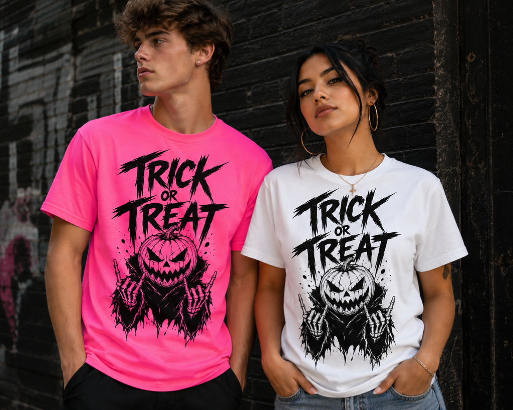 Trick or Treat Pumpkin Punk Halloween T-Shirt (Unisex)