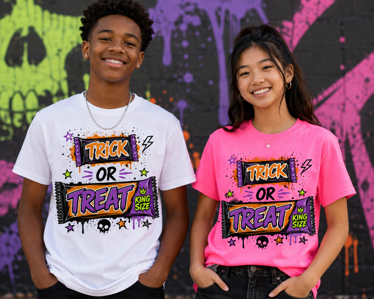 Trick or Treat King Size Youth Halloween T-Shirt
