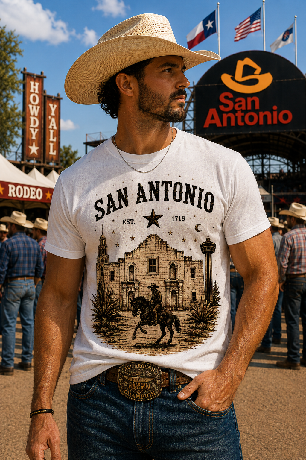 San Antonio Western Alamo Cowboy T-Shirt