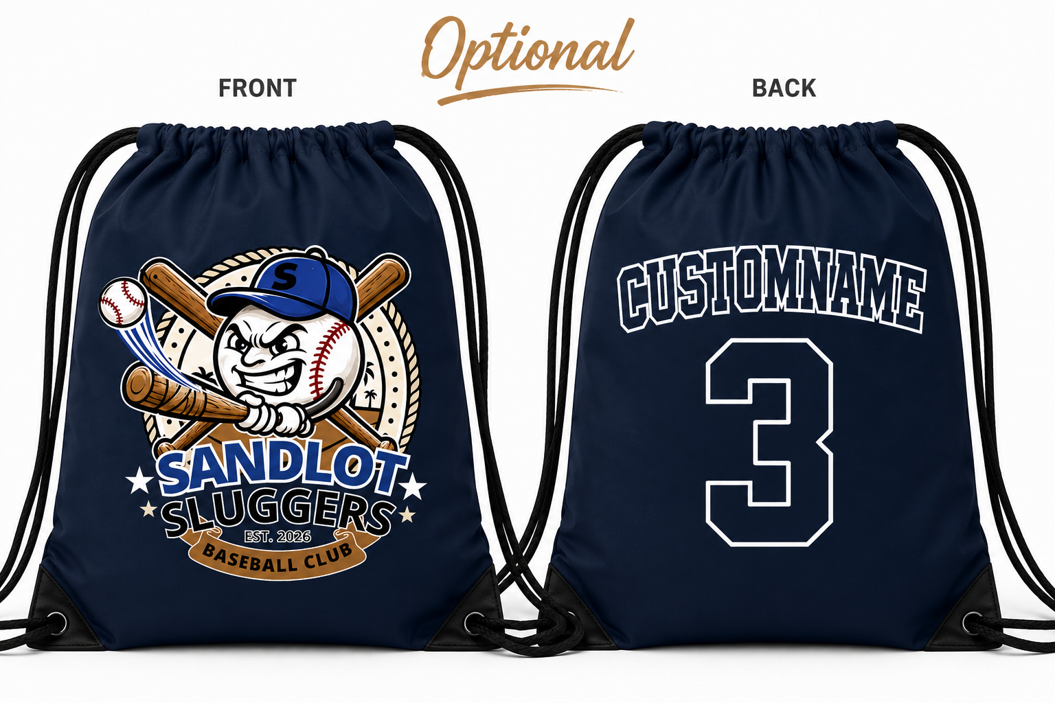 Sandlot Sluggers Draw String Bag with Optional Customization
