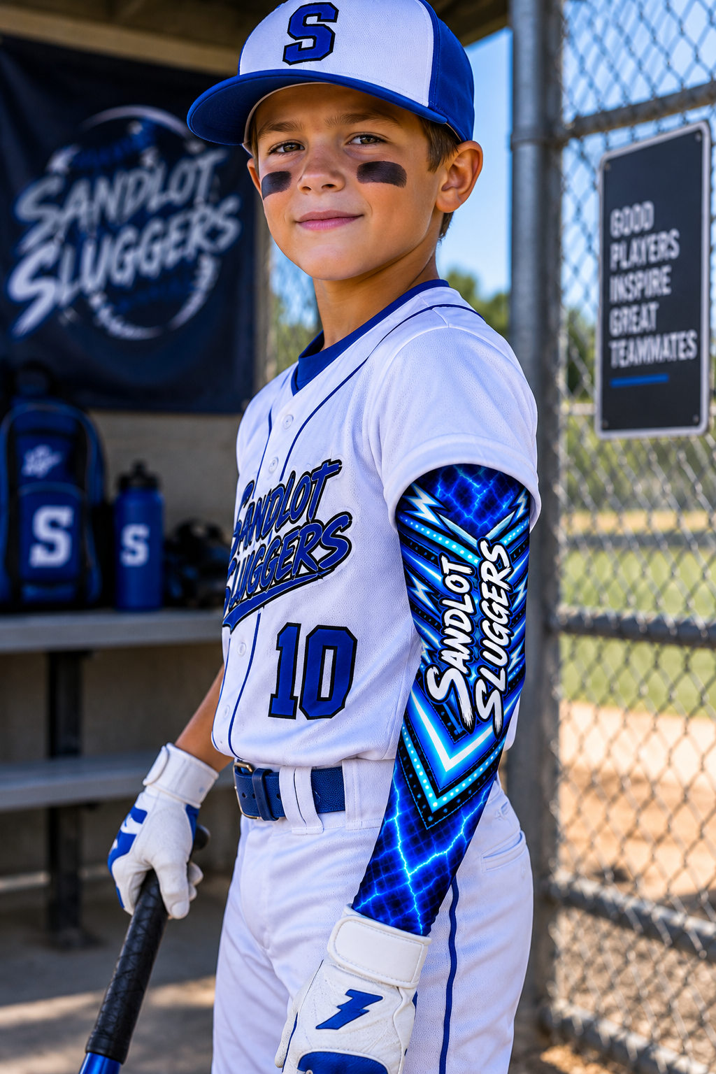Sandlot Sluggers Electric Blue Baseball Arm Sleeve