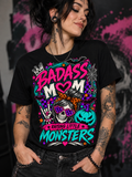 Badass Mom Raising Little Monsters Halloween Graphic Tee (Unisex)
