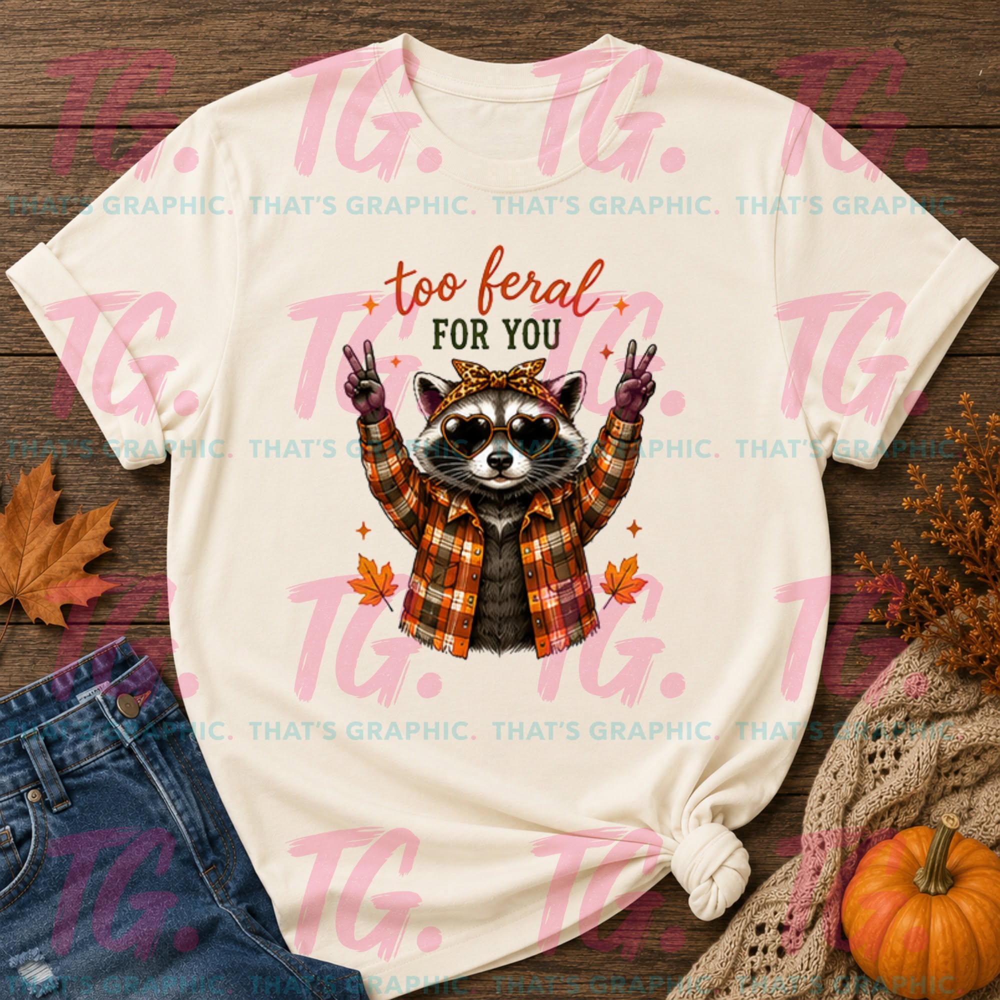 Too Feral For You Raccoon T-Shirt 🦝🍂